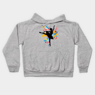 Colorful Dancing Ballerina Silhouette Kids Hoodie